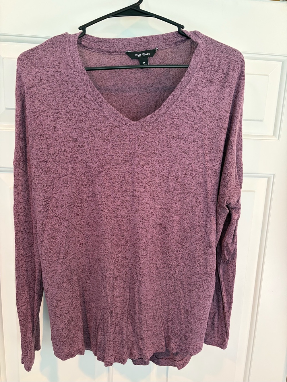 Well Worn Long Sleeve V-Neck Top in Mauve